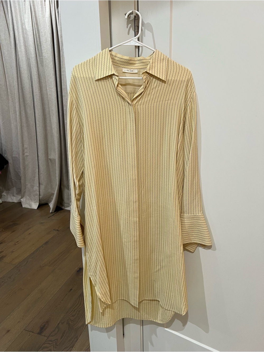 The Row Pale Yellow/Cream Striped Button-Down Shirt Dress